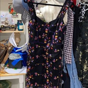 Allen Schwartz black floral lace overlay dress
